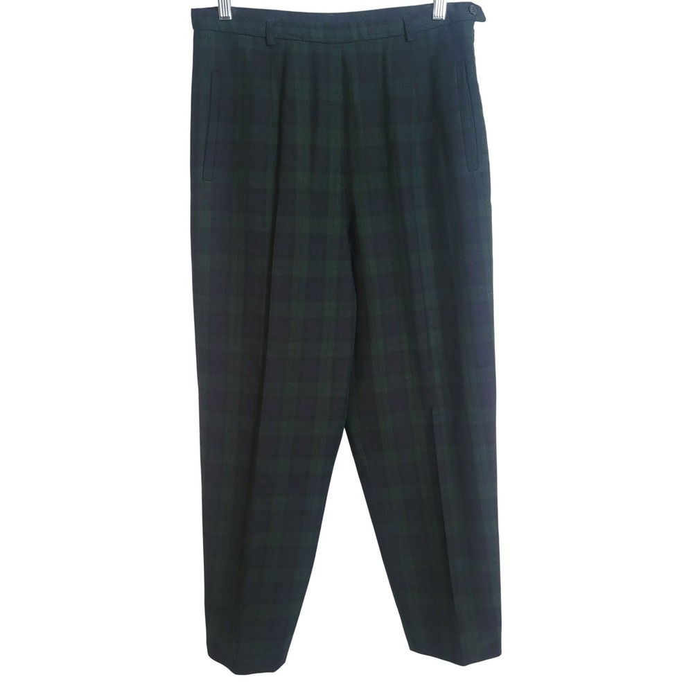 Pendleton Vintage Wool Black Watch Plaid Trousers High Rise Tapered‎ Pants 12